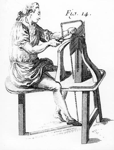 Carpenter Making Fretwork by French School